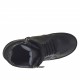 Woman's laced shoe with platform,velcro and zipper in black leather and gunmetal fabric covered leather wedge 7 - Available sizes:  42