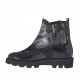 Stiefelette mit Gummibändern aus graulaminiertem Leder mit Antik-Look und schwarzem Wild- und Lackleder Keilabsatz 3 - Verfügbare Größen:  32, 33, 42