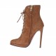 Botines con cordones y plataforma en piel y gamuza tabaco tacon 11 - Tallas disponibles:  32, 43