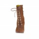 Stivaletto stringato con plateau in pelle e camoscio tabacco tacco 11 - Misure disponibili: 32, 43