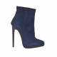 Bottines pour femmes en daim bleu avec fermeture éclair, plateforme et talon 11 - Pointures disponibles:  32, 42