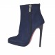 Stivaletto da donna in camoscio blu con cerniera, plateau e tacco 11 - Misure disponibili: 32, 42