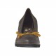Decolté da donna con fiocco color ocra in pelle testa di moro e nabuk stampato  zeppa 6 - Misure disponibili: 42