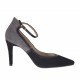 Woman's pump with strap in grey and black suede and maroon patent leather heel 9 - Available sizes:  42