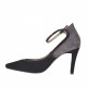 Zapato de salón para mujer con cinturon en gamuza gris y negra y charol granate tacon 9 - Tallas disponibles:  42
