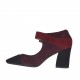 Decolté da donna con cinturino in camoscio nero, bordeaux e prugna tacco 8 - Misure disponibili: 42