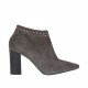 Woman's ankle boot with zipper and strass in taupe suede heel 7 - Available sizes:  42
