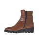 Woman's ankle boot with elastic band, zipper and buckle in tan leather wedge heel 4 - Available sizes:  45