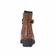Woman's ankle boot with elastic band, zipper and buckle in tan leather wedge heel 4 - Available sizes:  45