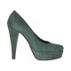 Zapato de salon para mujer con plataforma en gamuza verde tacon 10 - Tallas disponibles:  31