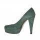 Zapato de salon para mujer con plataforma en gamuza verde tacon 10 - Tallas disponibles:  31