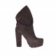 Botines con solapa para mujeres con plataforma en gamuza de color marron oscuro tacon 10 - Tallas disponibles:  43