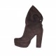 Botines con solapa para mujeres con plataforma en gamuza de color marron oscuro tacon 10 - Tallas disponibles:  43