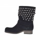 Bottines pour femmes avec boucles et goujons en daim noir talon 2 - Pointures disponibles:  33