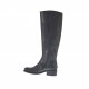 Woman's boot with zipper in black-colored leather heel 3 - Available sizes:  32