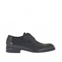 Chaussure fermée pour hommes avec elastique e bout droit en cuir et cuir brossé noir
