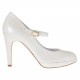 Woman's platform pump in pearled ivory leather with strap heel 10 - Available sizes:  43, 44, 46