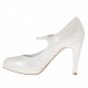 Woman's platform pump in pearled ivory leather with strap heel 10 - Available sizes:  43, 44, 46