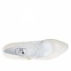 Zapato de salon para mujer con cinturon y plataforma en piel de color marfil perlado tacon 10 - Tallas disponibles:  43, 44, 46