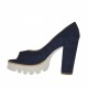 Scarpa da donna aperta in punta in camoscio blu tacco 10 - Misure disponibili: 31, 33, 34, 42