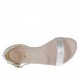 Scarpa aperta da donna con cinturino in pelle laminata argento zeppa 2 - Misure disponibili: 42