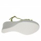 Sandalo da donna in camoscio stampato vernice verde e tessuto laminato argento con cinturino charleston e plateau con zeppa 8 - Misure disponibili: 31