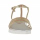 Sandale pour femmes avec courroie salomé en cuir platine et cuivre talon compensé 2 - Pointures disponibles:  42