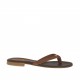 Woman's thong mules in brown leather heel 1 - Available sizes:  42