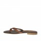 Woman's thong mules in brown leather heel 1 - Available sizes:  42