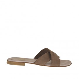 Woman's mules in taupe nubuck leather heel 1 - Available sizes:  42