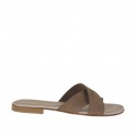 Woman's mules in taupe nubuck leather heel 1