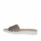 Woman's mules in metalized lead grey printed laminated leather wedge heel 2 - Available sizes:  42