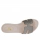 Woman's mules in metalized lead grey printed laminated leather wedge heel 2 - Available sizes:  42