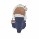 Sandalo da donna in pelle bianca e tessuto blu con plateau e zeppa 8 - Misure disponibili: 32, 42
