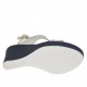 Sandalo da donna in pelle bianca e tessuto blu con plateau e zeppa 8 - Misure disponibili: 32, 42