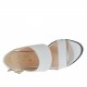 Sandalo da donna in pelle bianca e tessuto blu con plateau e zeppa 8 - Misure disponibili: 32, 42