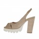Sandalo da donna in camoscio beige sabbia tacco 10 - Misure disponibili: 32