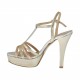 Sandalo da donna con cinturino charleston e plateau in pelle platino, argento e rame tacco 10 - Misure disponibili: 42, 46