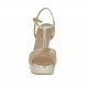 Sandalo da donna con cinturino charleston e plateau in pelle platino, argento e rame tacco 10 - Misure disponibili: 42, 46
