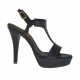 Sandalo da donna in pelle nera con plateau e tacco 10 - Misure disponibili: 42