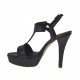 Sandalo da donna in pelle nera con plateau e tacco 10 - Misure disponibili: 42