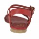 Sandalo da donna con cinturini e fibbie regolabili in pelle rossa tacco 1 - Misure disponibili: 32