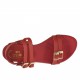 Woman's sandal with adjustable straps and buckles in red leather heel 1 - Available sizes:  32