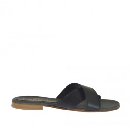 Sabo para mujer en piel de color negro tacon 1 - Tallas disponibles:  42, 47