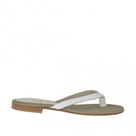 Woman's thong mules in white leather heel 1 - Available sizes:  42