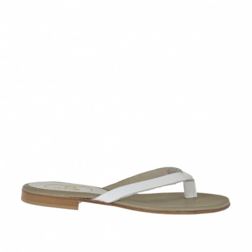 Chanclas de dedo para mujer en piel de color blanco tacon 1 - Tallas disponibles:  42