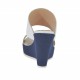 Mule pour femmes en cuir blanc et tissu bleu avec plateforme et talon compensé 8 - Pointures disponibles:  42