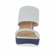 Woman's mules in white leather and blue fabric with platform and wedge heel 8 - Available sizes:  42