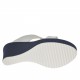 Woman's mules in white leather and blue fabric with platform and wedge heel 8 - Available sizes:  42