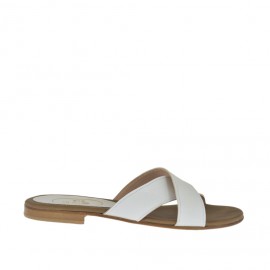 Woman's mules in white leather heel 1 - Available sizes:  42